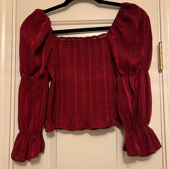 Evolutionary red smocked top - Picture 3 of 4